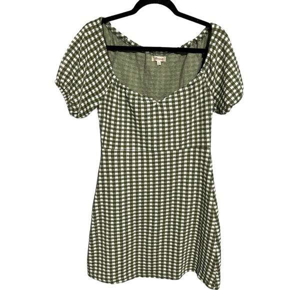 Madewell Jacquard Puff-Sleeve  Mini Dress Gingham Check - Picture 3 of 12